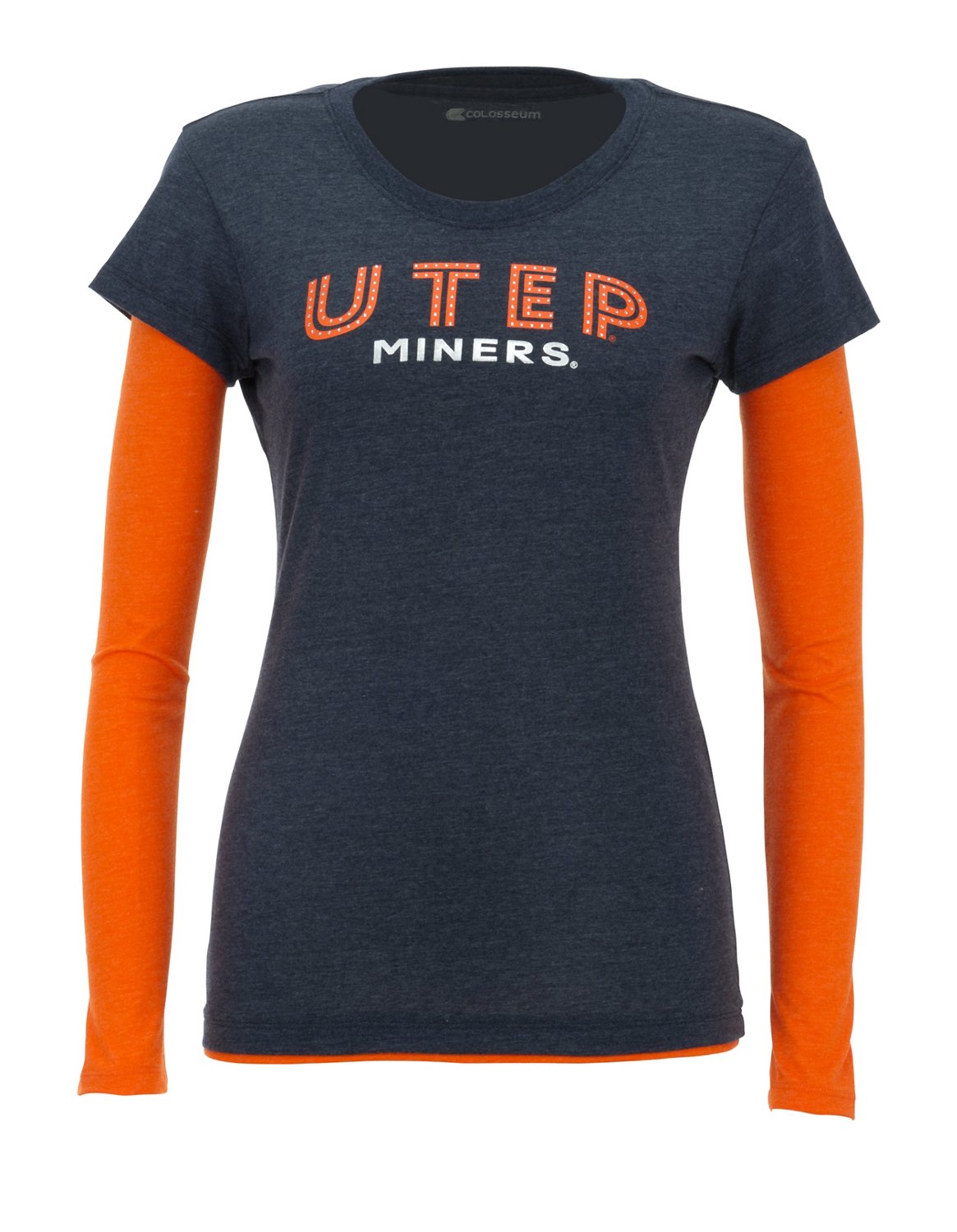 Colosseum Athletics Women's University of Texas at El Paso Cascade Double Layer T-shirt