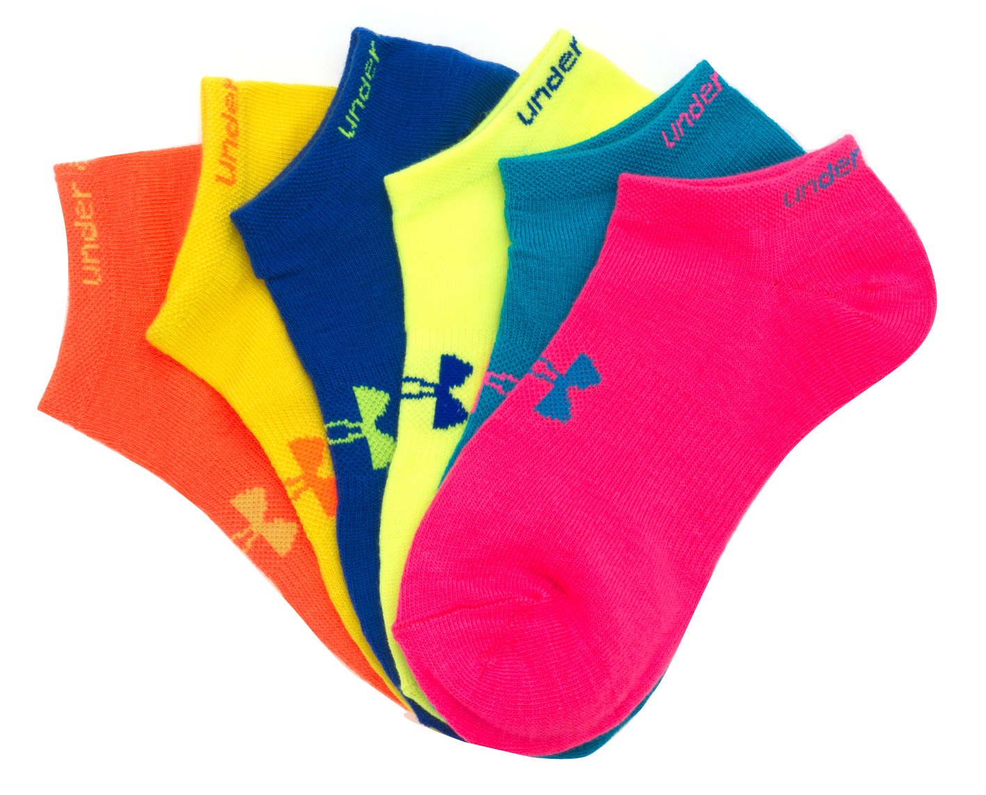 Under Armour® Girls' Youth Neon No-Show Socks 6-Pack thumbnail
