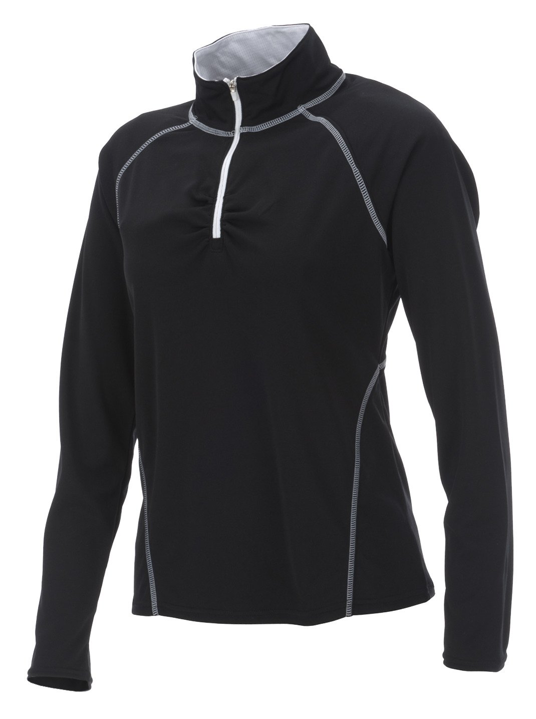 BCG Women's Ruched Back Mesh 1/2 Zip Long Sleeve Top