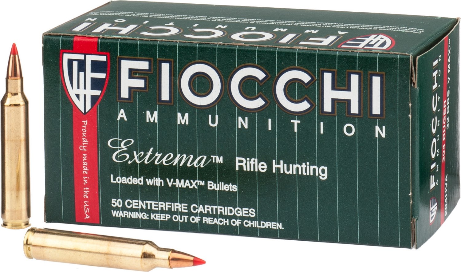 Fiocchi Extrema .204 Ruger 32-Grain V-Max Hollow-Point Centerfire Rifle Ammunition