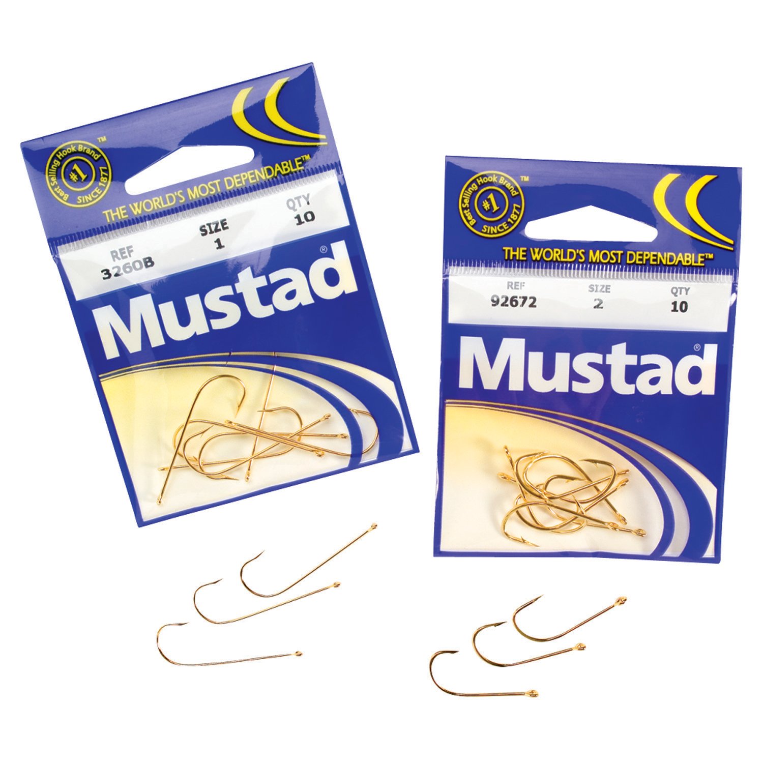 Mustad Superior Aberdeen Single Hooks 24k Gold-plated Finish 10-Pack