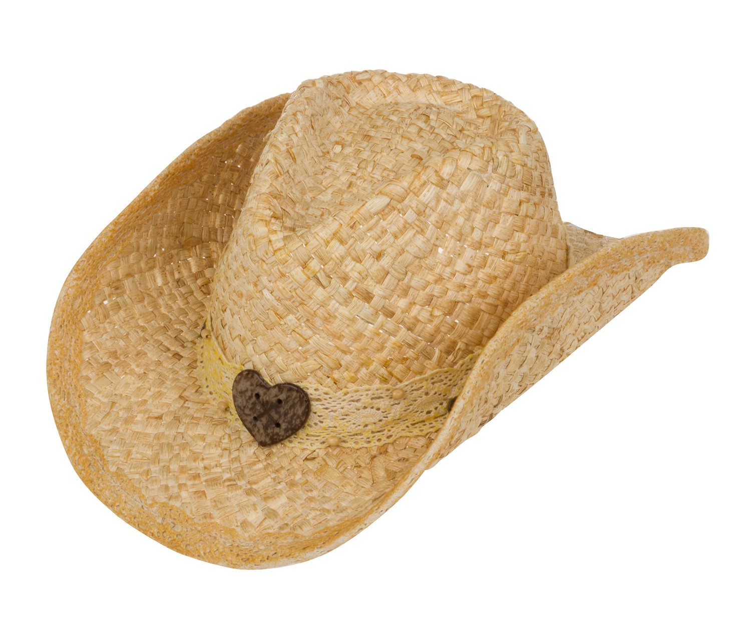 Dorfman Pacific Women's Tropical Trends Maize Outback Hat with Lace and Heart Trim