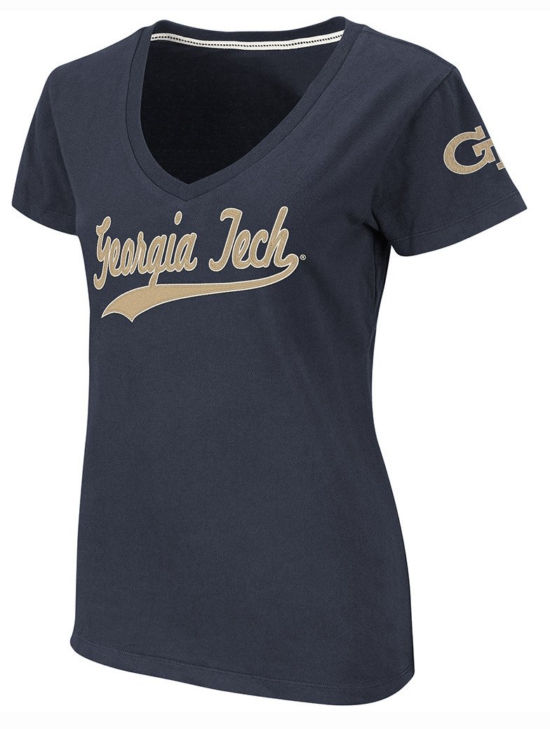 Colosseum Athletics Women's Georgia Tech University Vintage Jolt V-neck T-shirt