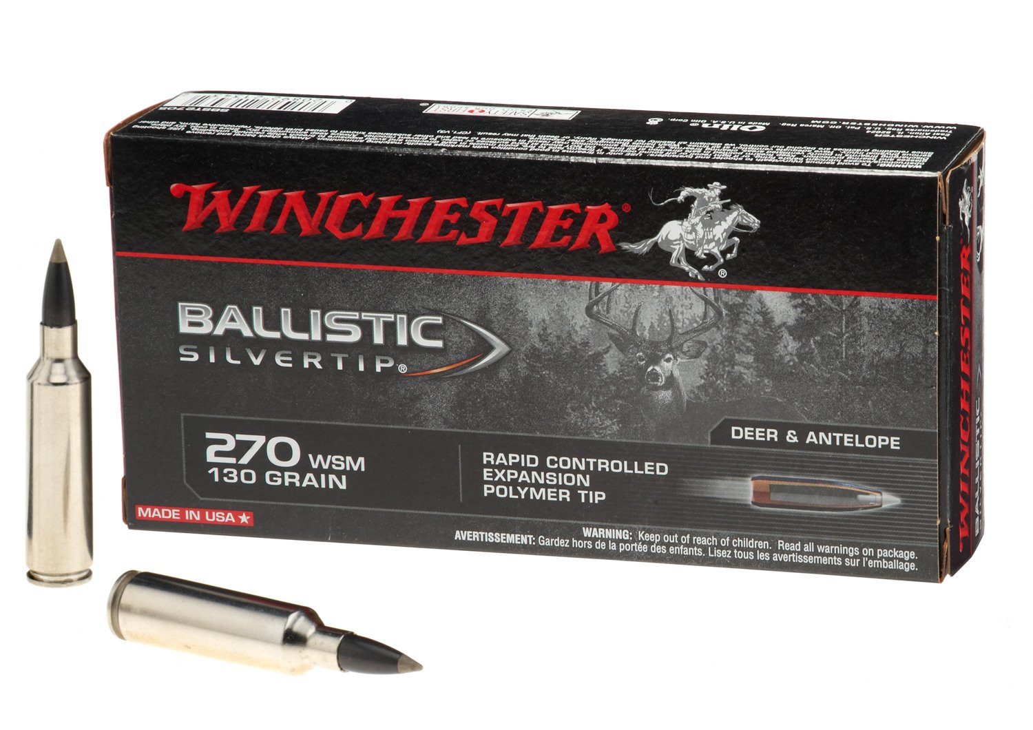 Winchester Supreme® Ballistic Silvertip® .270 WSM 130-Grain Rifle Ammunition
