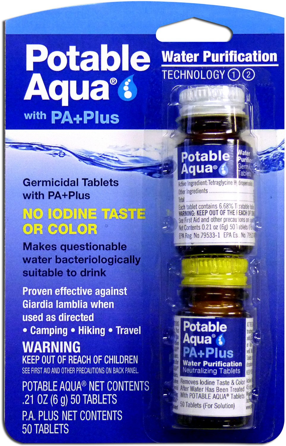 Potable Aqua® Water Purification Tablets with PA Plus 2-Pack