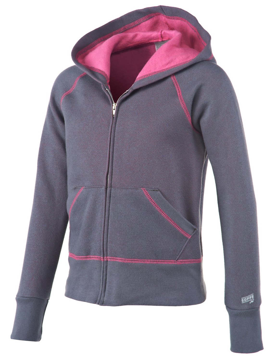 Soffe Girls' Contrast Fleece Zip Hoodie