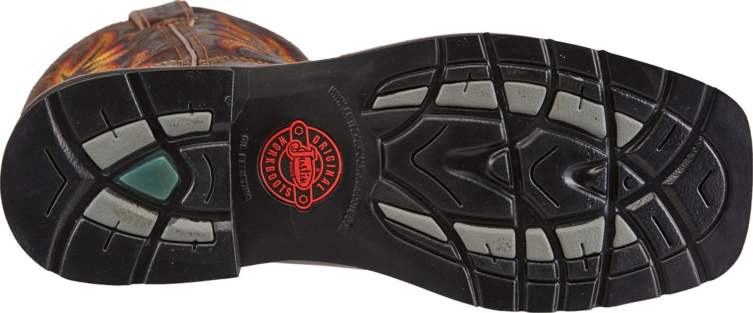 Justin Men's Stampede Square Toe Western Work  Boots thumbnail