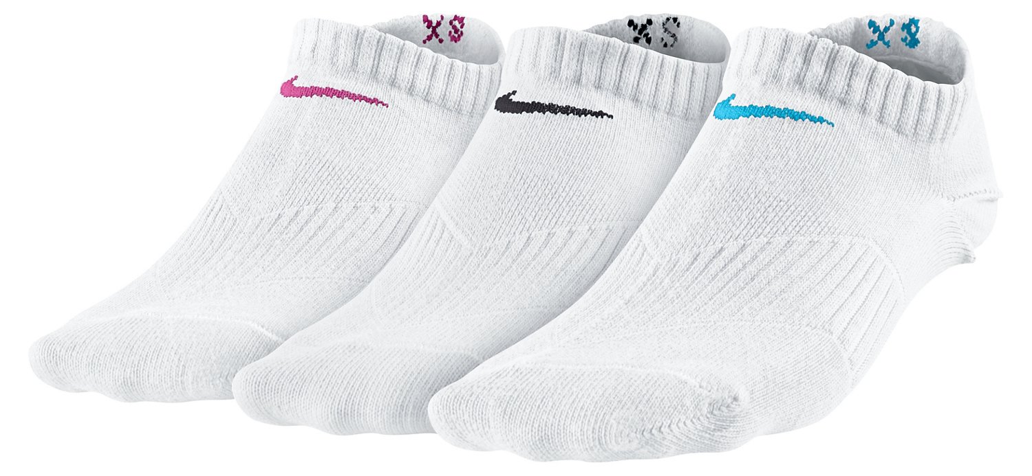 Nike Girls' Lightweight Cotton No-Show Socks 3-Pack