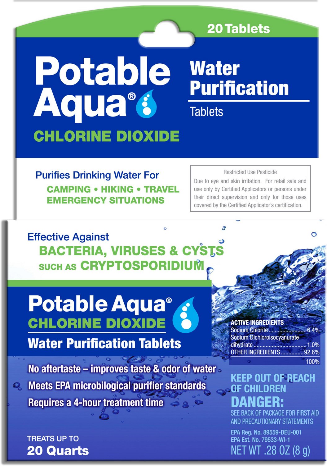 Potable Aqua® Chlorine Dioxide Water Purification Tablets