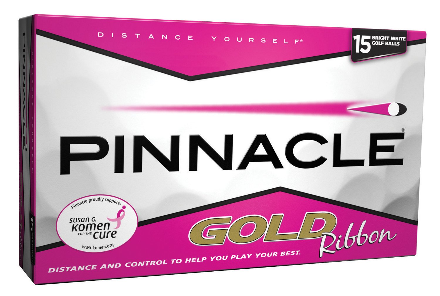 Pinnacle Gold Ribbon Clear Pearlescent Pink Golf Balls 15-Pack