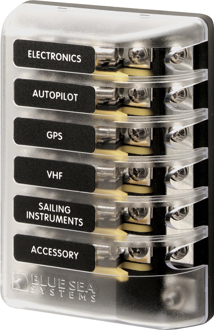 Blue Sea Systems ST Glass Fuse Block with Negative Bus