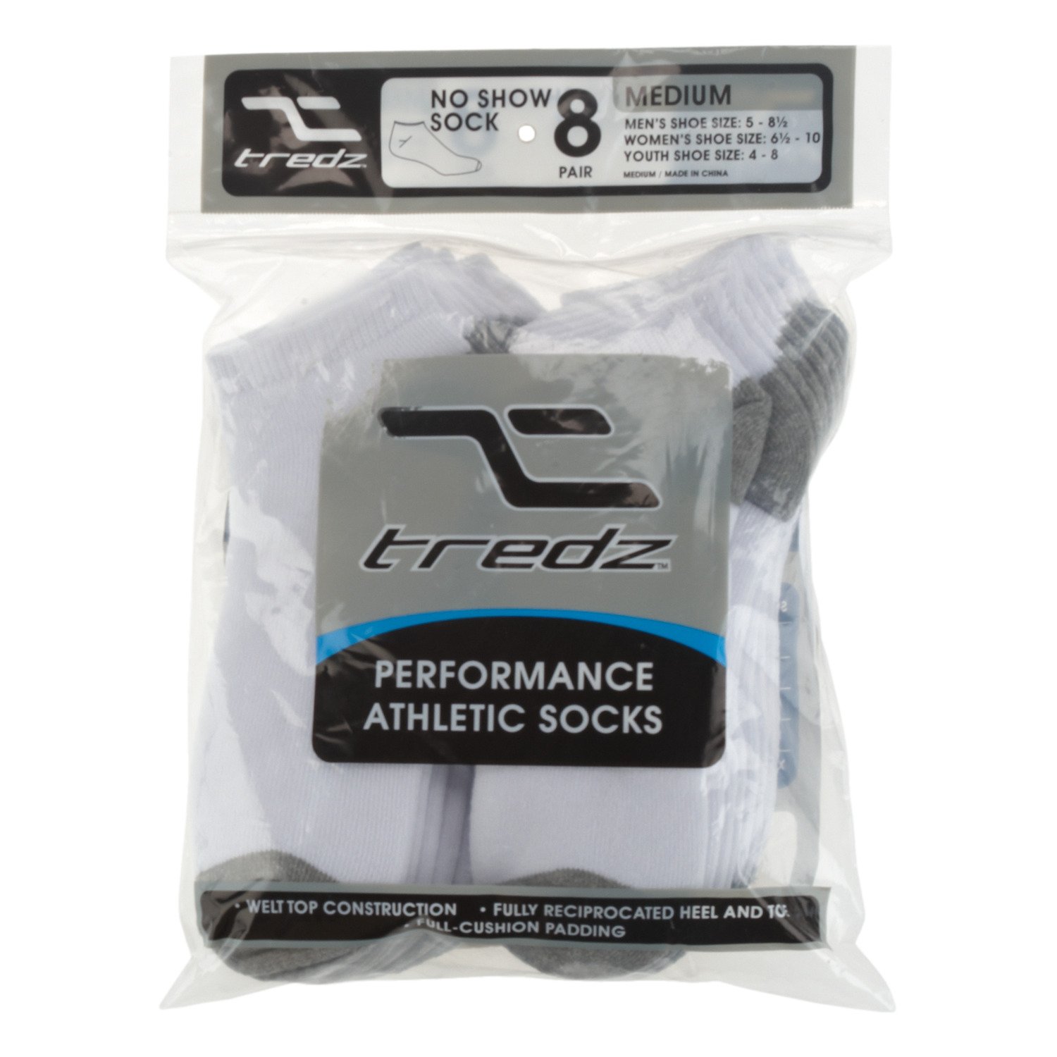 Tredz™ Adults' No-Show White Socks 8-Pack thumbnail