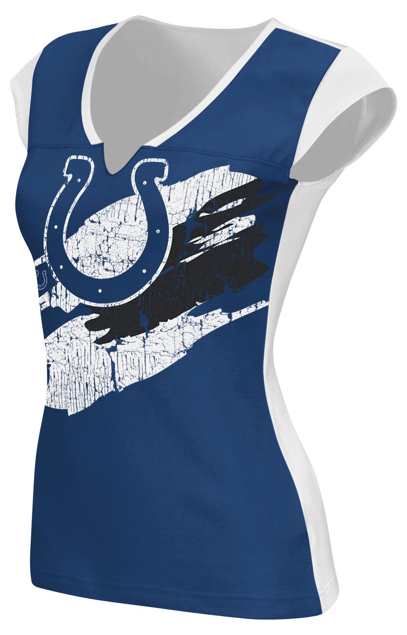 Reebok Women's Indianapolis Colts Face Paint Split Neck T-shirt