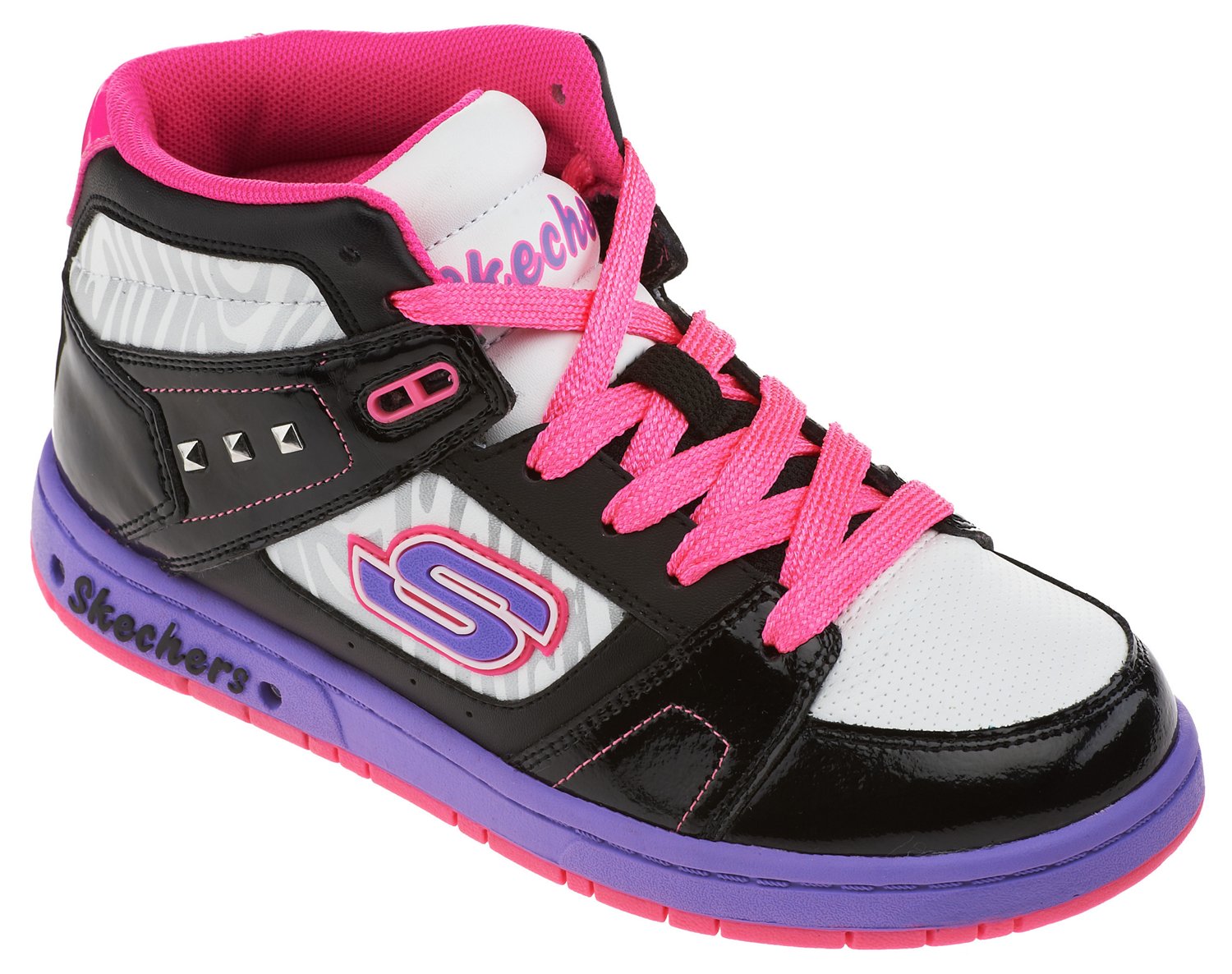 SKECHERS Girls' Sugarcane Shimmies High Athletic Lifestyle Shoes thumbnail