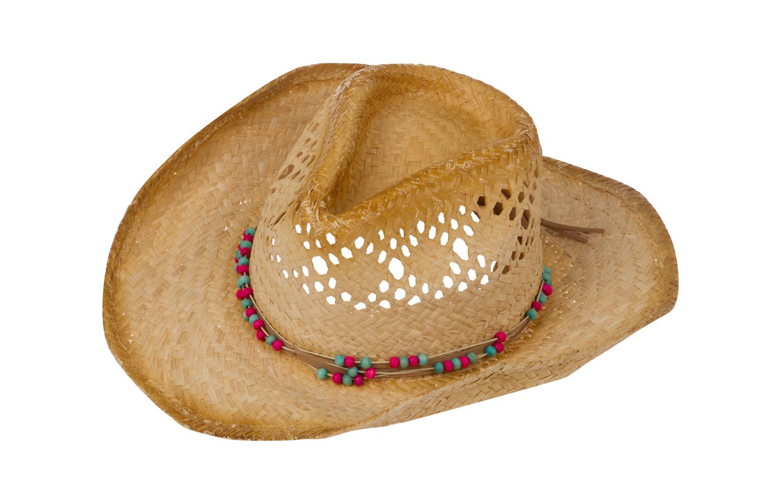 Dorfman Pacific Women's Tropical Trends Vented Raffia Outback Hat with Bead Trim