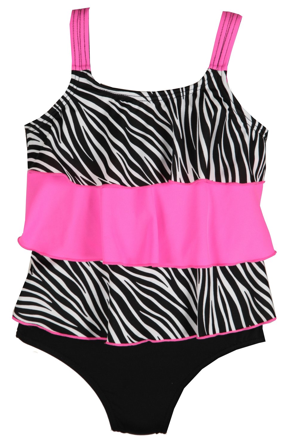 O'rageous® Girls' Zebra Chiquita 3 Tier Ruffle Swimsuit