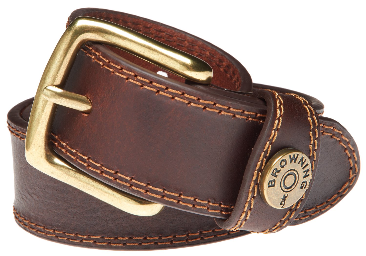 Browning Men's Shotgun Shell Ornament Stitched Leather Belt