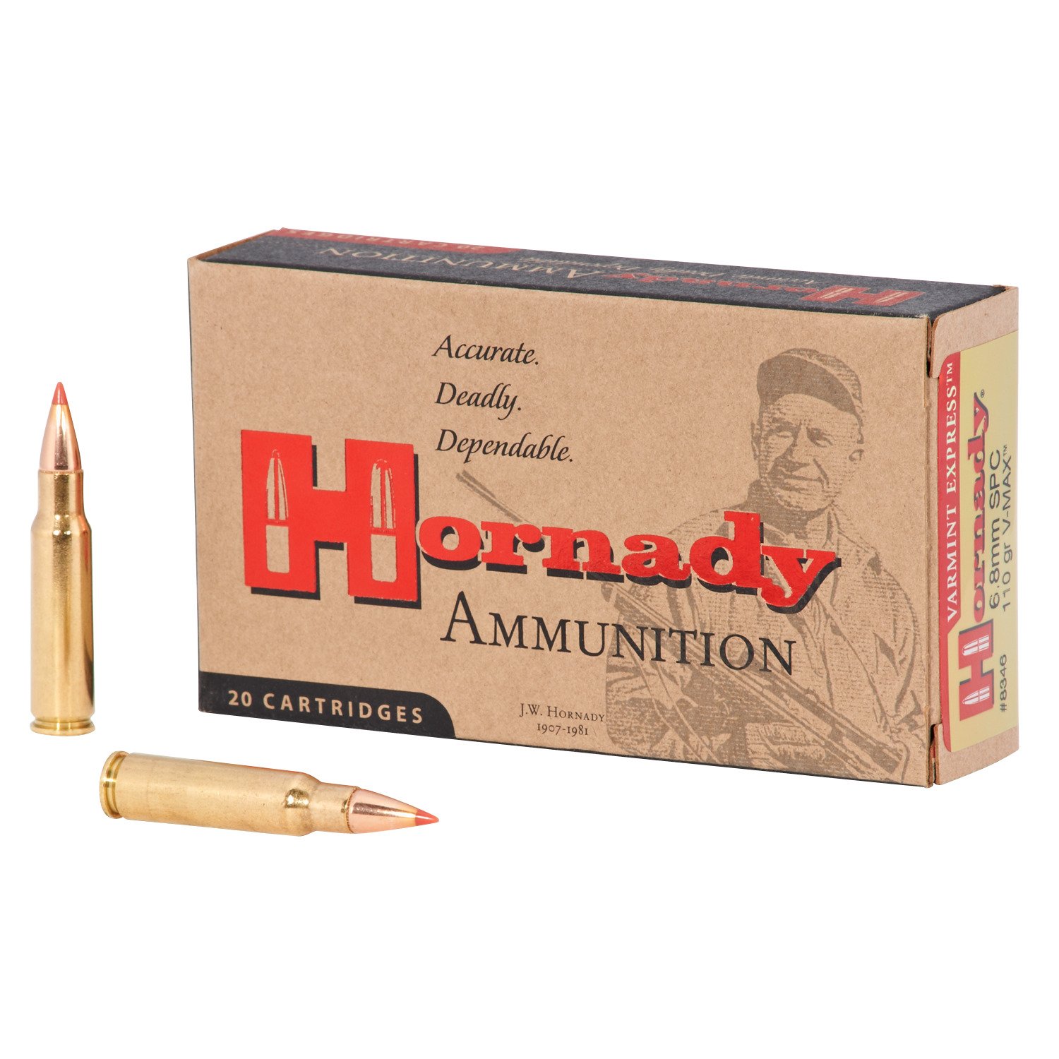 Hornady V-MAX ™ 6.8mm SPC 110-Grain Rifle Ammunition