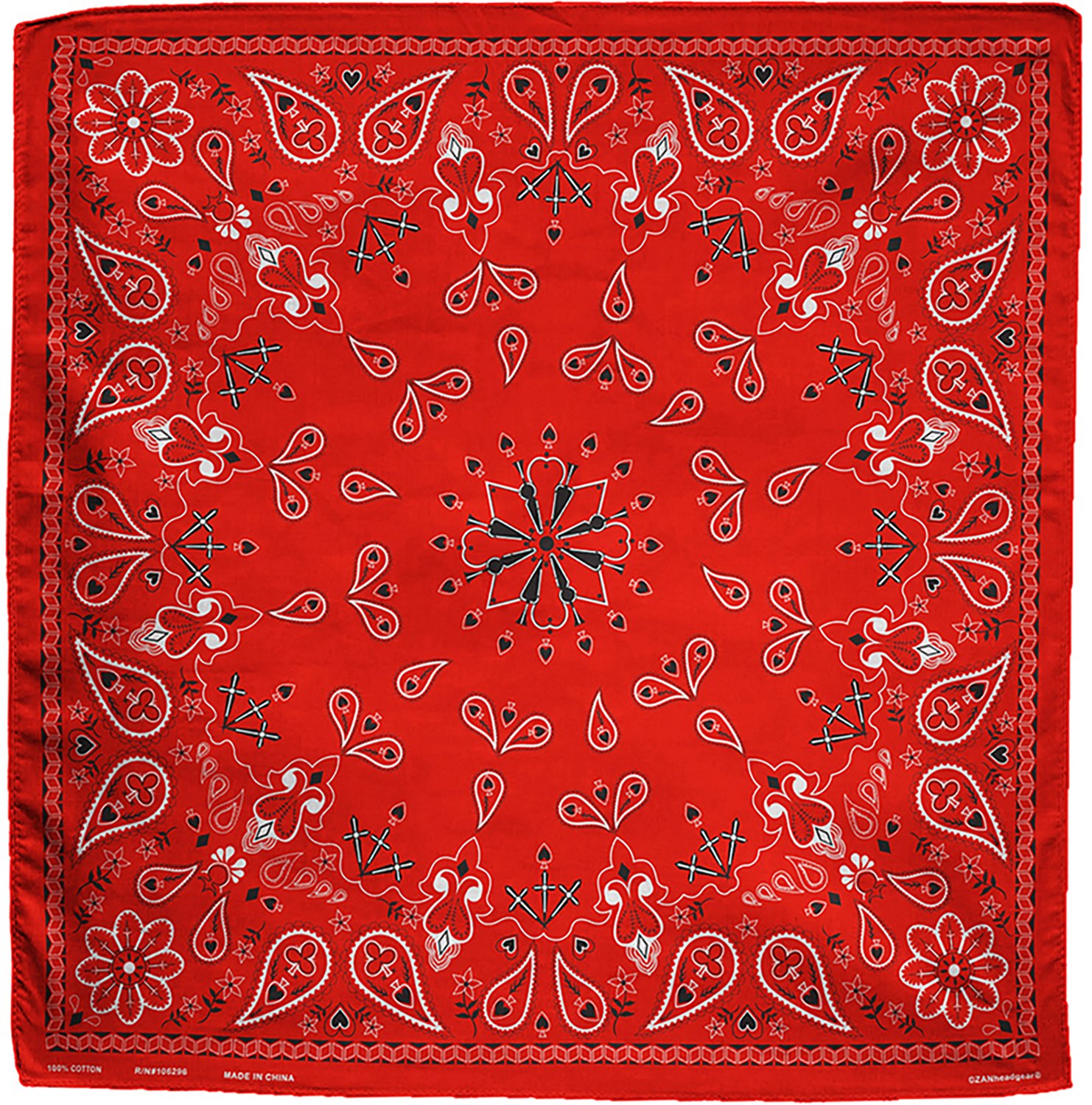 ZANHeadgear® Red Paisley Premium Bandanna