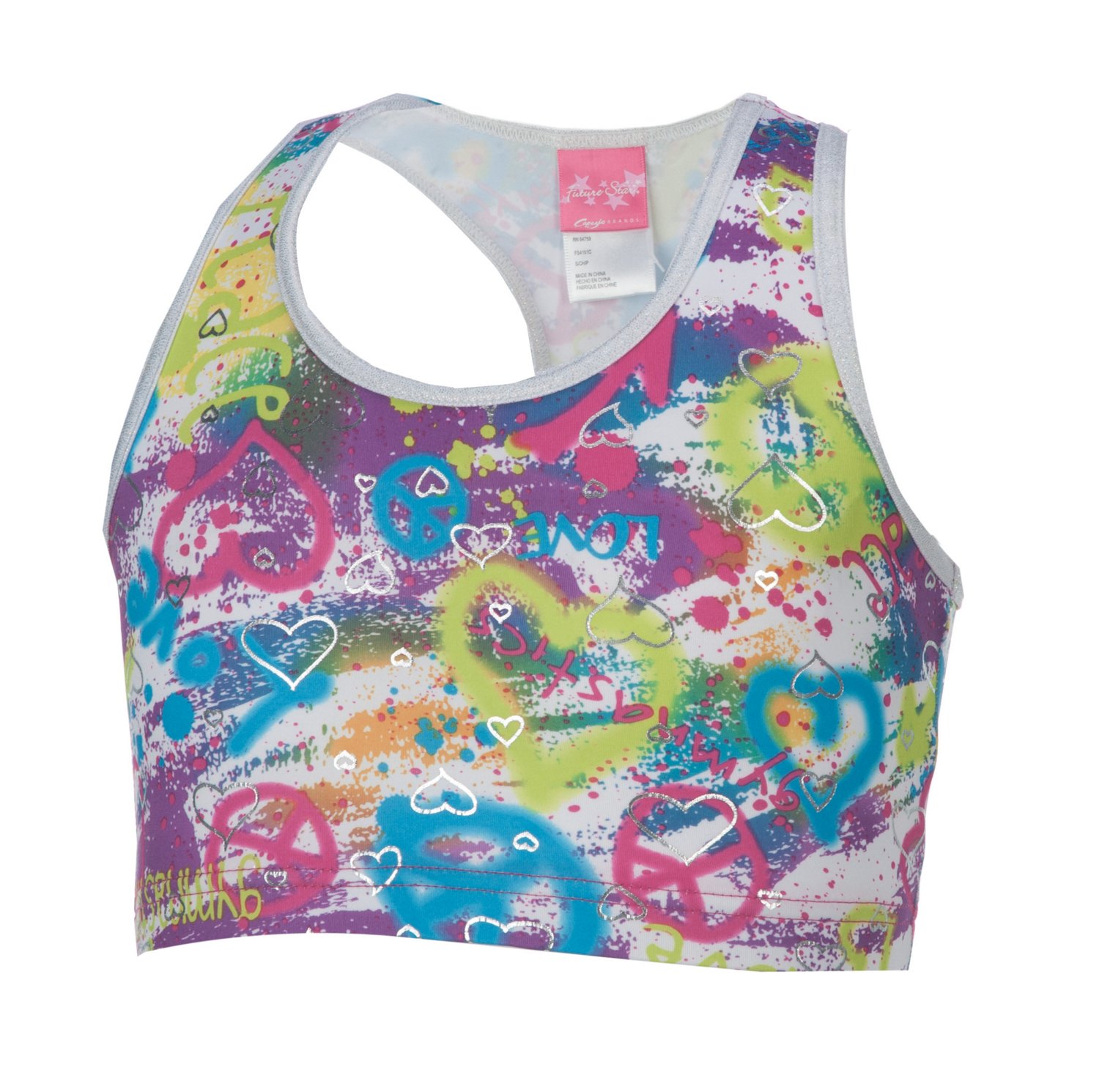 Capezio® Girls' Future Star Graffiti Gymnastics Bra Top thumbnail