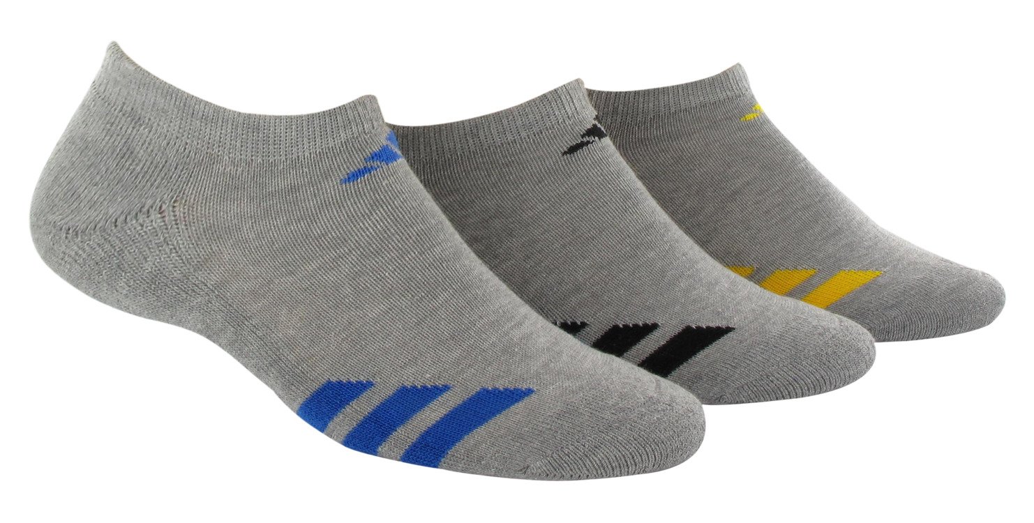adidas Youth Striped No-Show Socks 3-Pack