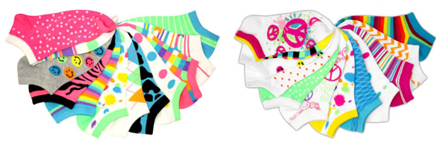 La de Da Girls' Mixaroos No-Show Socks 6-Pack