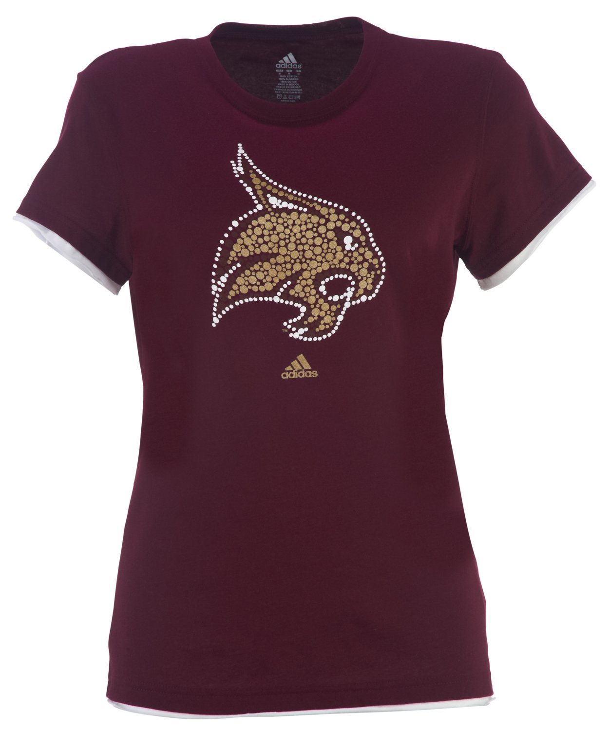 adidas Women's Texas State University Campus Variety Cap Sleeve Tissue T-shirt