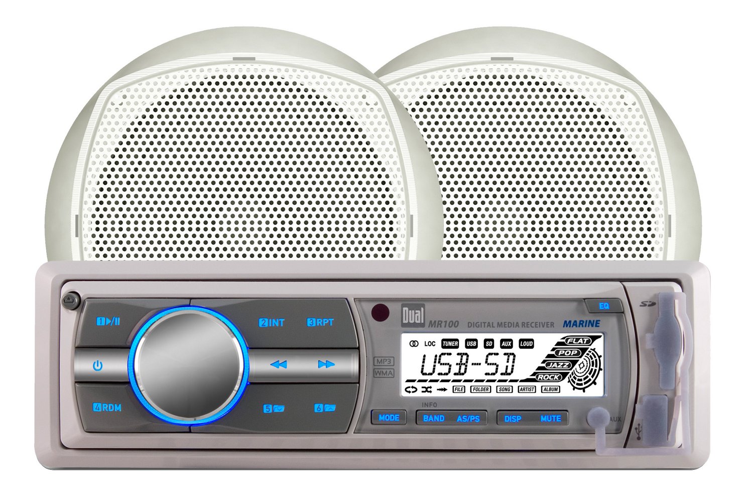 Dual MCP100 240W Digital Media Marine Receiver with Two 6.5