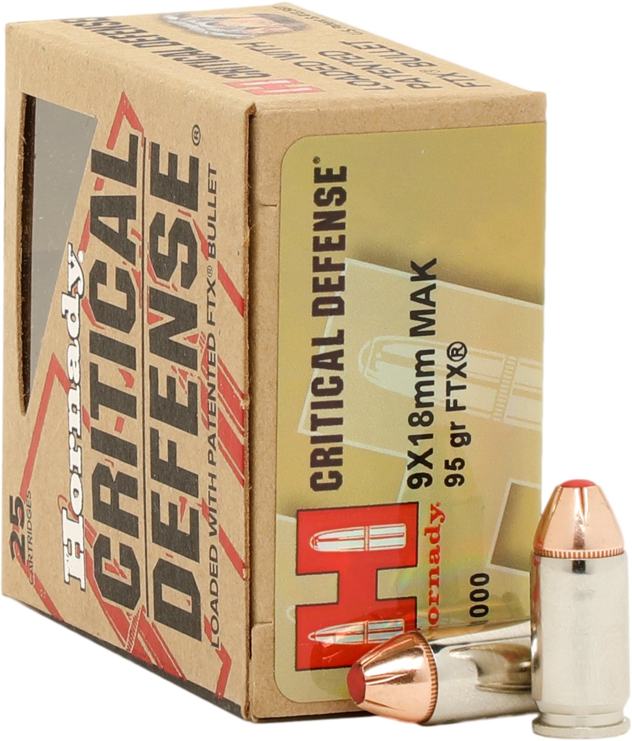 Hornady 9 x 18mm Makarov 95-Grain FTX® Critical Defense® Handgun Ammunition