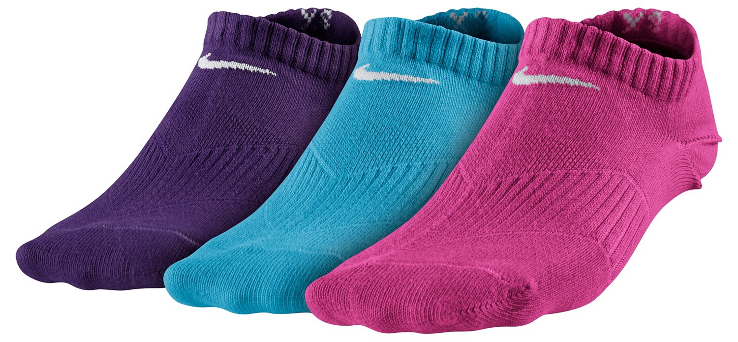 Nike Girls' Lightweight Cotton No-Show Socks 3-Pack