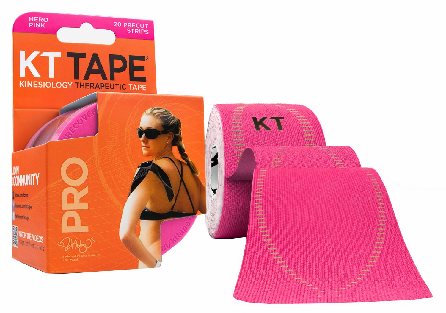 KT Tape Pro Precut Elastic Athletic Tape 20-Strip Pack thumbnail