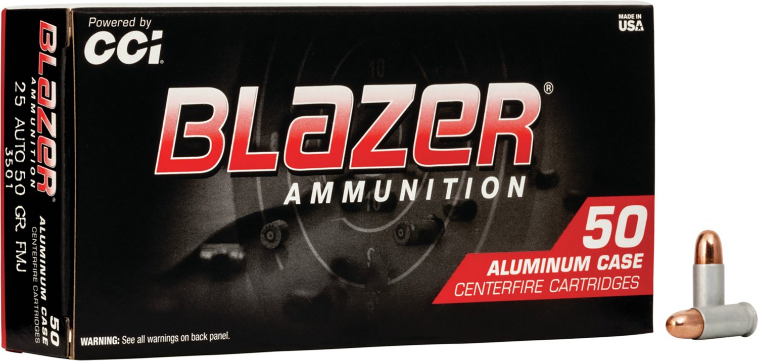CCI® Blazer® TMJ® .25 Automatic 50-Grain Centerfire Ammunition