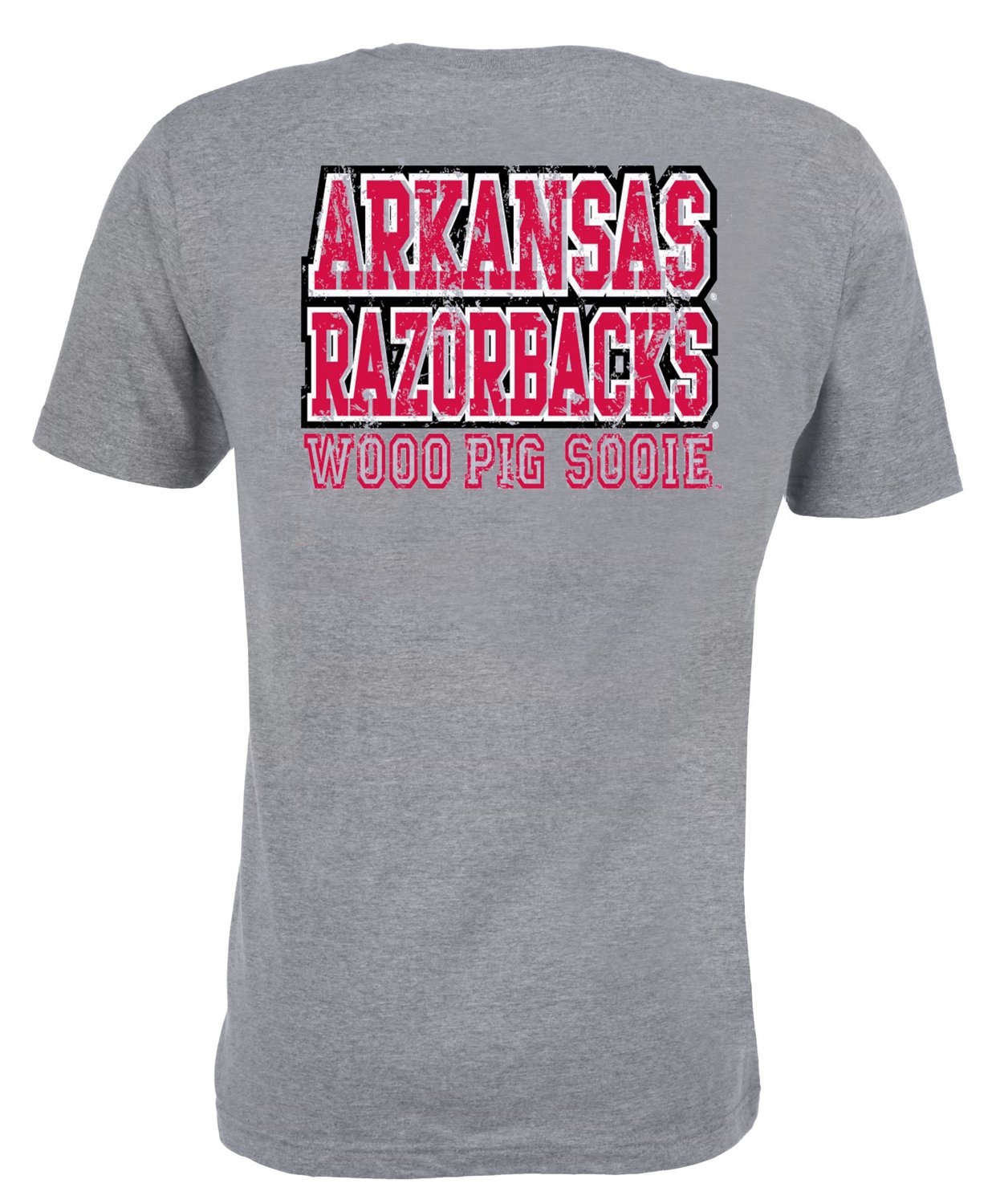 New World Graphics Adults' University of Arkansas Distress Name T-shirt