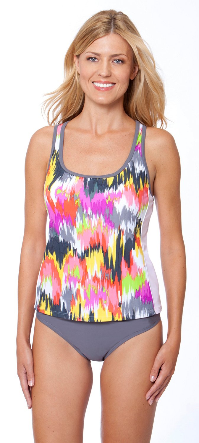Magellan Outdoors Women's Magic Fountain Spliced Mesh Racerback Tankini Swim Top