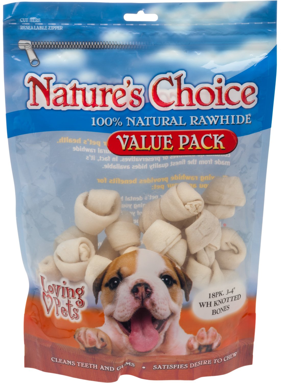 Nature's Choice Knotted Rawhide Dog Bones 18-Pack