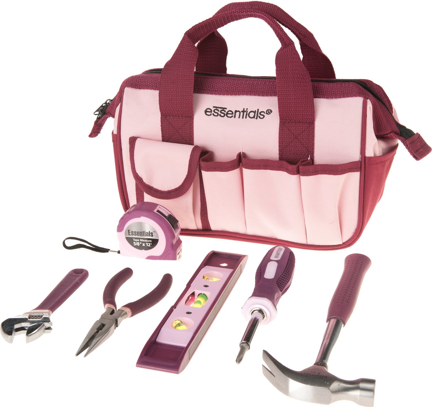 Essentials 7-Piece Around the House Pink Tool Kit