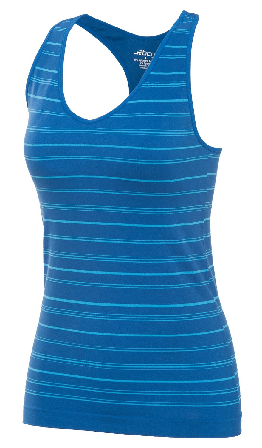 BCG Women's Neon Stripe Removable Cup Seamless Tank Top