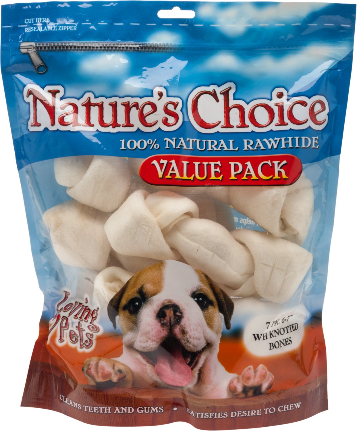 Nature's Choice Knotted Rawhide Dog Bones 7-Pack