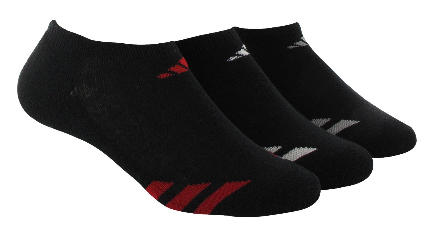 adidas Youth Striped No-Show Socks 3-Pack