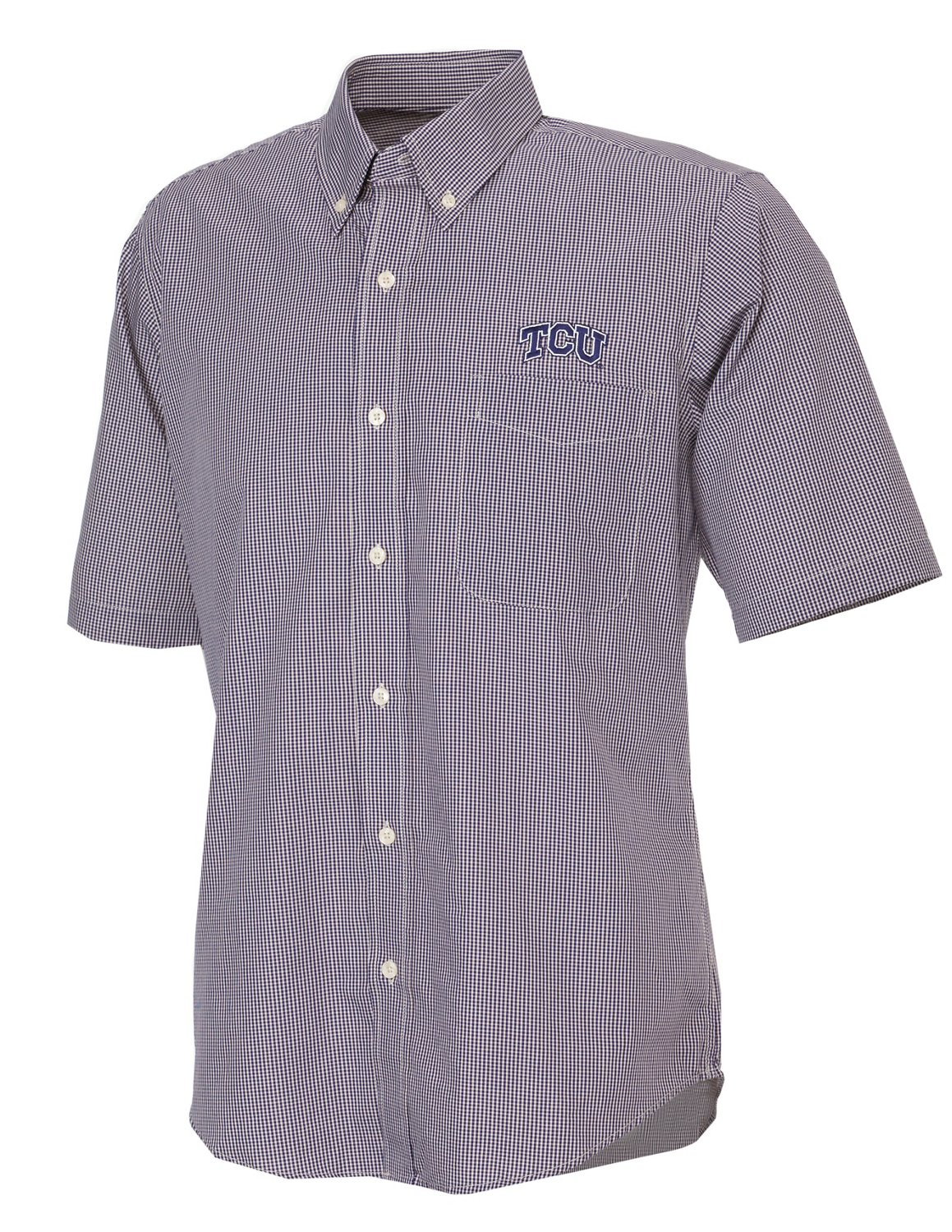 Antigua Men's Texas Christian University Focus Short Sleeve Woven Shirt
