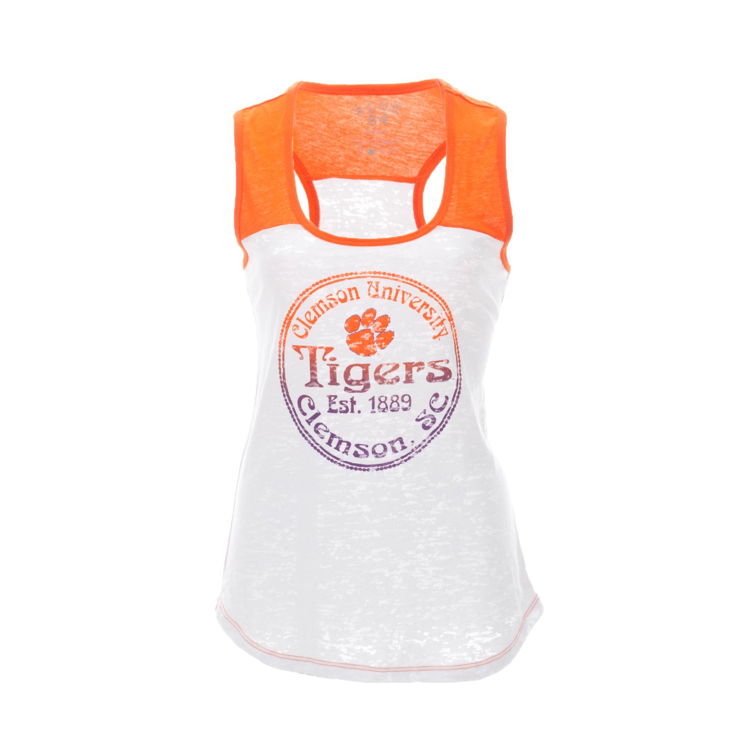 Blue 84 Juniors' Clemson University Burnout Raglan Tank Top thumbnail