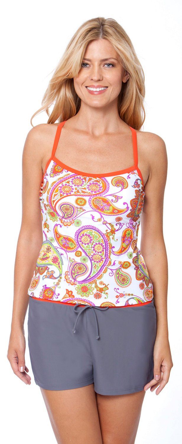 Magellan Outdoors Women's Modern Groove X-back Tankini Swim Top