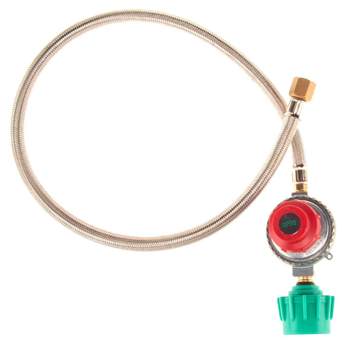 King Kooker Stainless-Steel Hose and Regulator with Female Flare Swivel