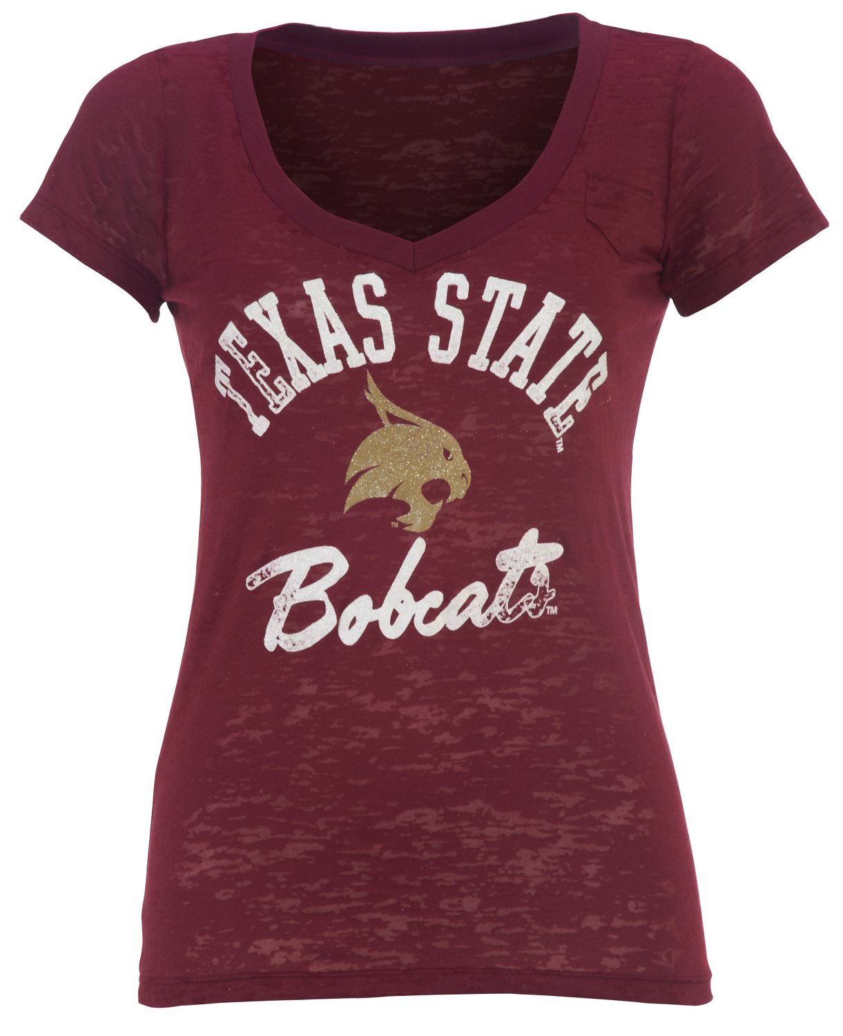 Step Ahead Juniors' Texas State University Burnout T-shirt with Pocket
