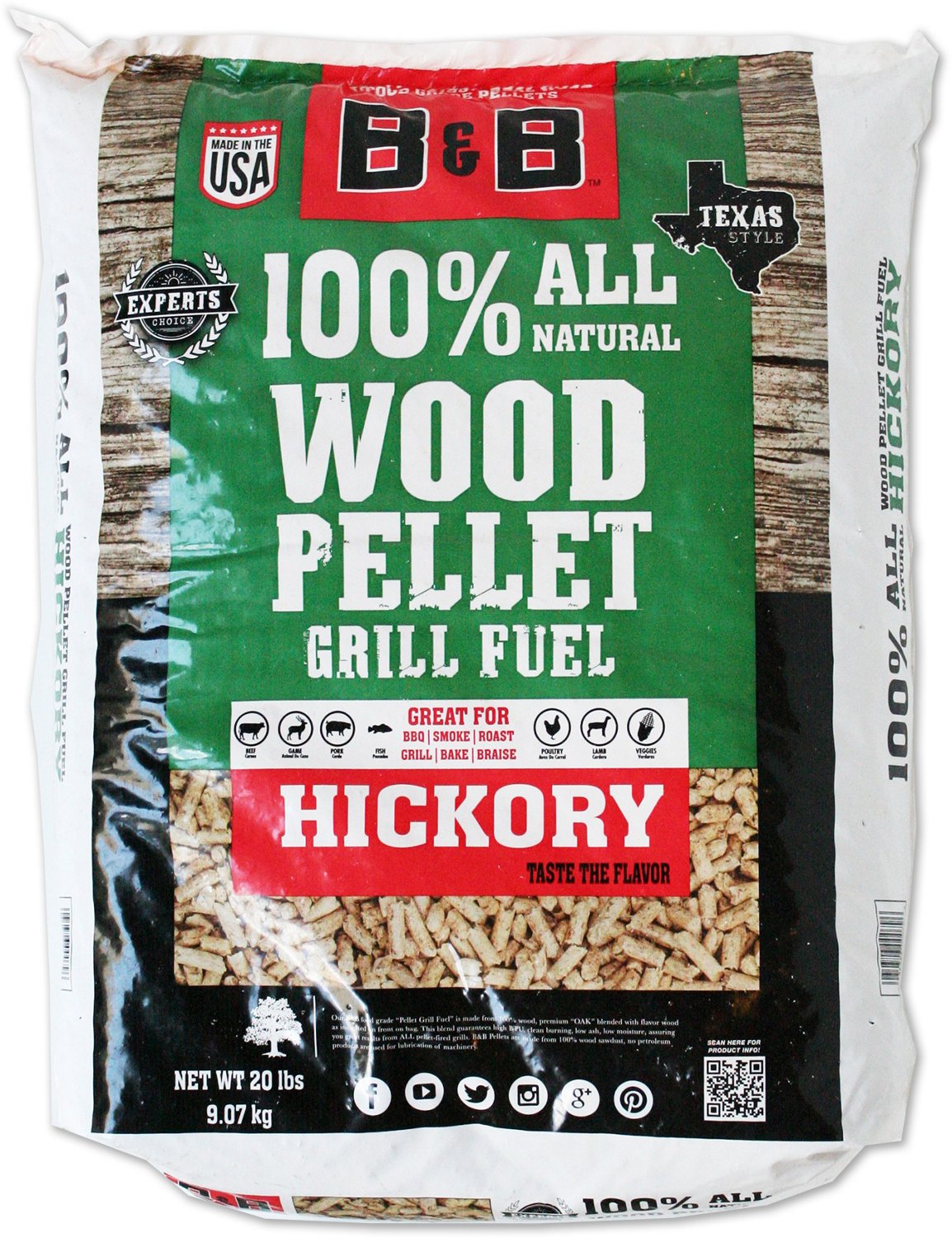 B&B Hickory 20 lb. Pellet Grill Fuel
