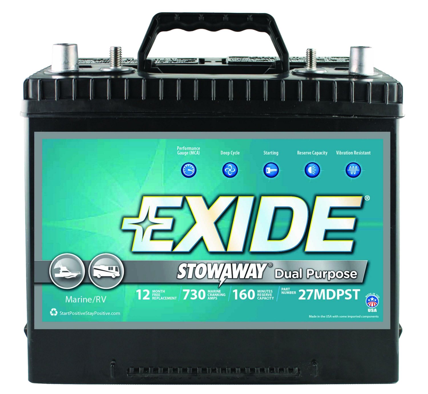 Exide Stowaway Dual-Purpose Marine Battery