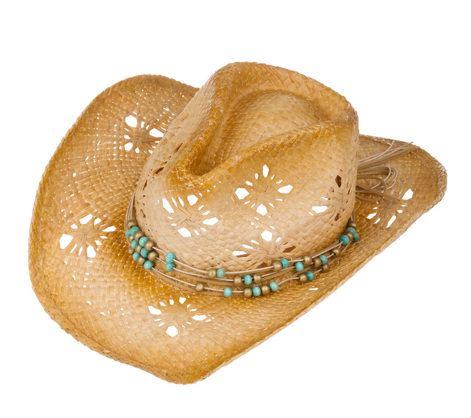 O'rageous Women's Vented Raffia Hat with Beads
