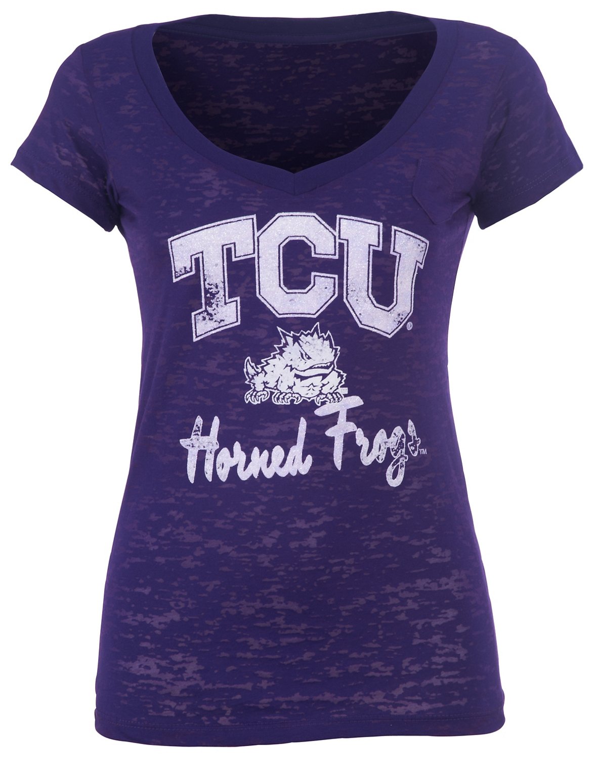 Step Ahead Juniors' Texas Christian University Burnout T-shirt with Pocket