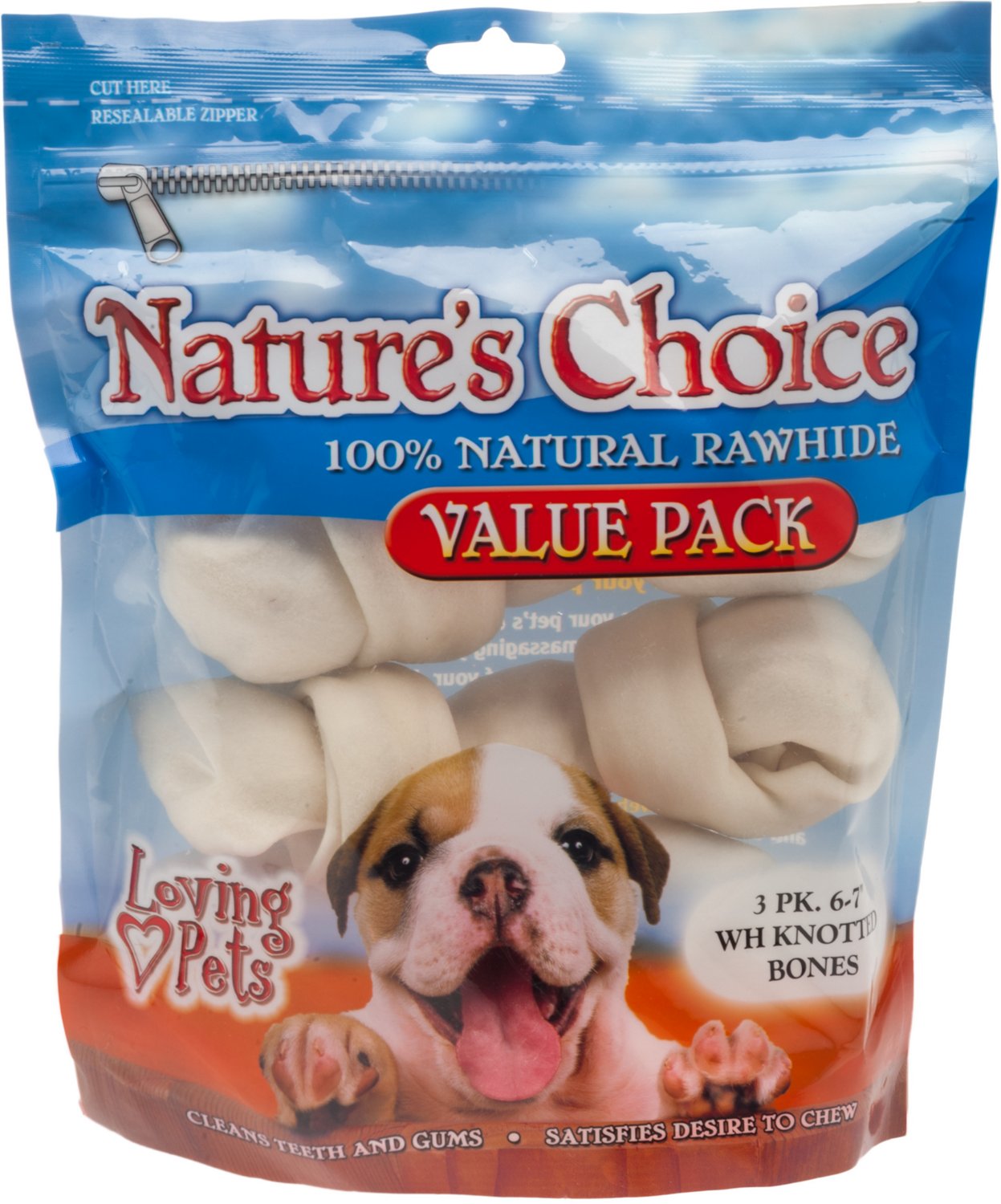 Nature's Choice Knotted Rawhide Dog Bones 3-Pack