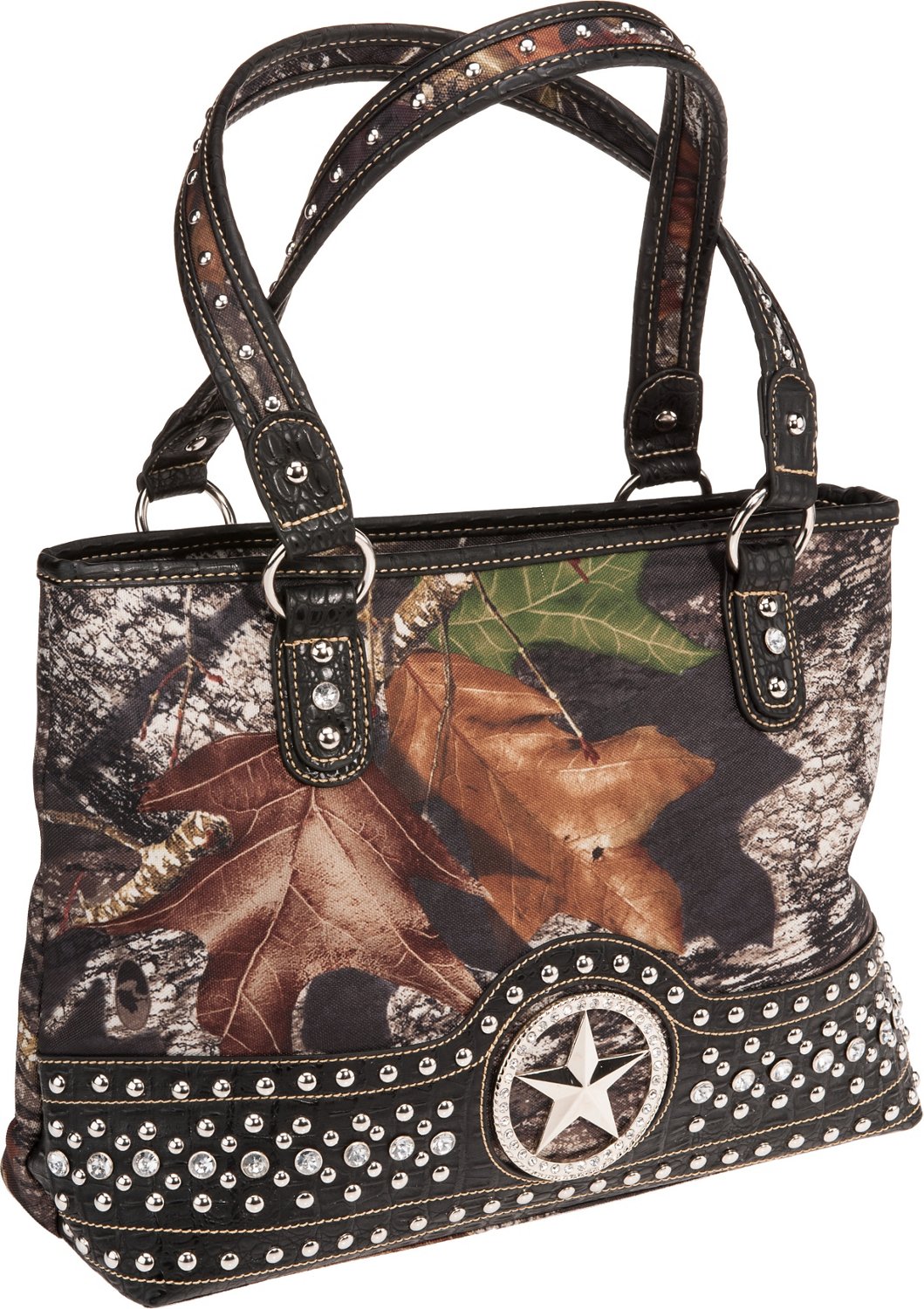Love Creek Women's Mossy Oak Camouflage Studded Star Shoulder Bag with Rhinestones